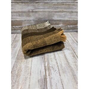 Avoca Handweavers Pure New Wool Throw Blanket Brown Plaid Ireland 40x51